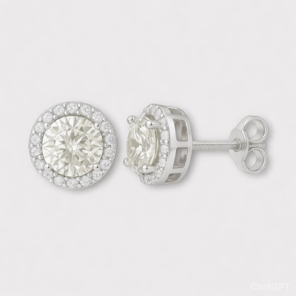 Halo Moissanite Earrings