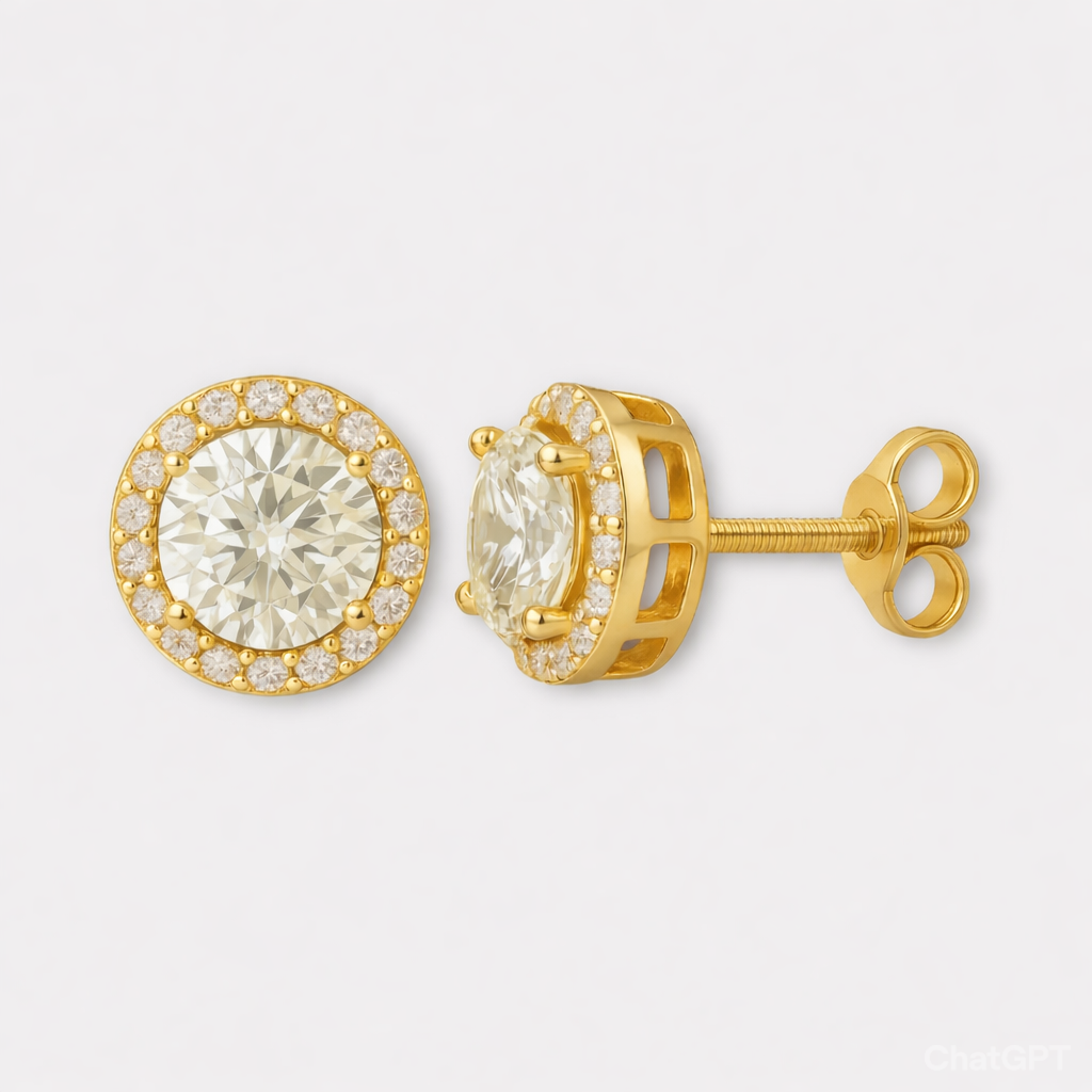 Halo Moissanite Earrings