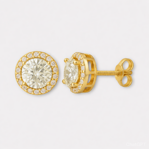 Halo Moissanite Earrings