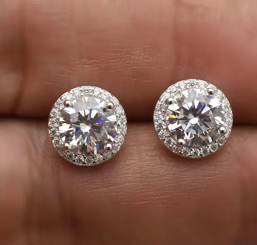 Halo Moissanite Earrings