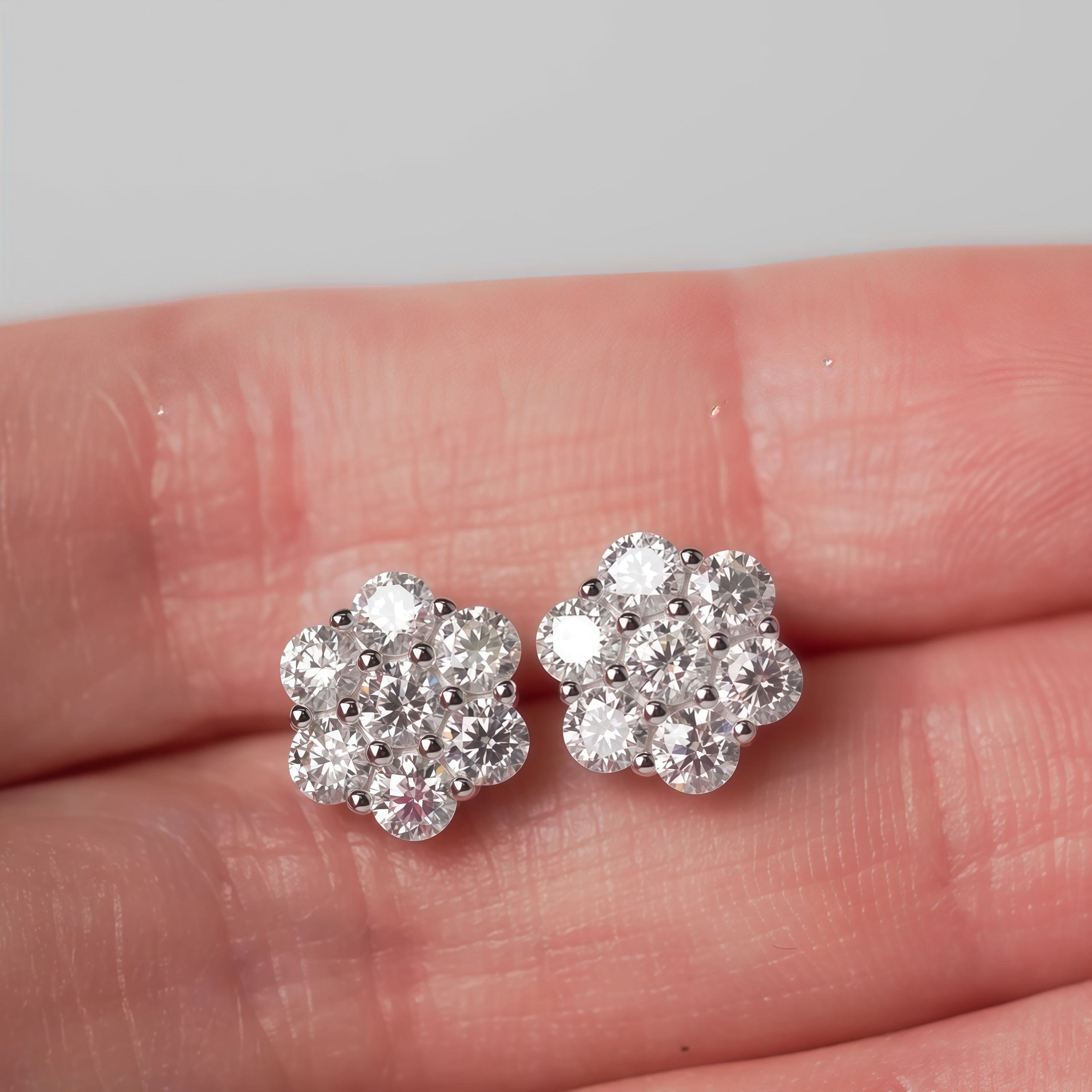 Moissanite Flower Earrings
