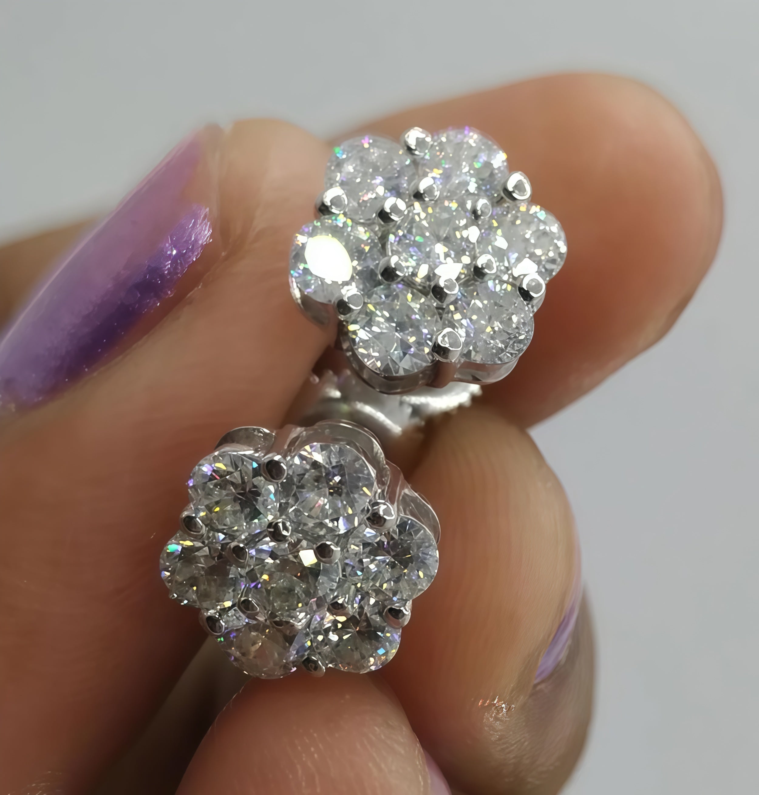 Moissanite Flower Earrings